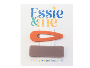 Essie and Me Copper & pastel brown snap hair clips
